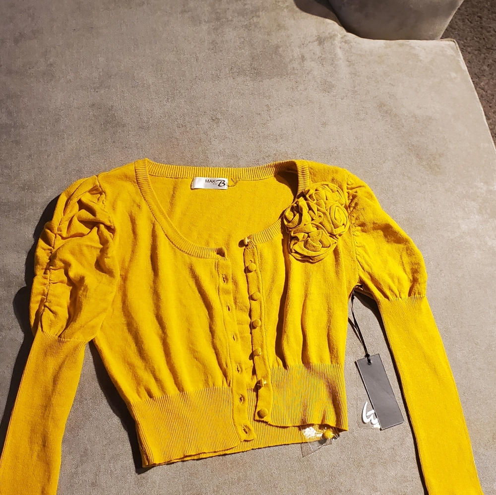 Mak B mustard cropped sweater - Picture 1 of 8